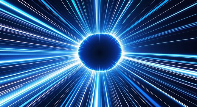 Cinematic blue color flash with streaking energy and bright highlights