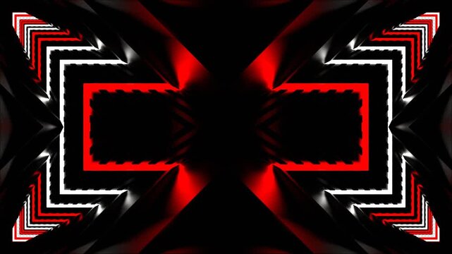 Red and White Neon Tunnel Large Number of Angle Kaleidoscope Background VJ Loop in 4K