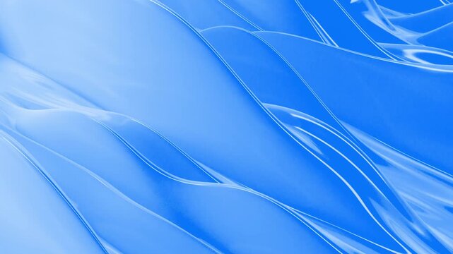 Glossy blue layered surface with reflective contours shifting in fluid wave distortion as modern tech wallpaper visual