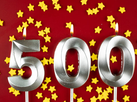 five hundred followers or subscribers card. Festive Background for social networks or blogs. 500 online community fans.