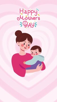 Mother's Day Pink Illustration Greeting Video Story