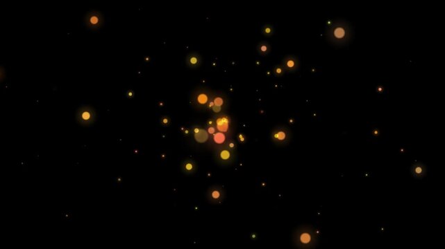 Abstract blur bubble glitter animation background with glowing sparkle particles, magic fairy dust line effect on black screen background, seamless loop for motion graphics, 4K