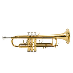 Obraz premium Professional B Flat Trumpet with Three Valves and Gold Brass Finish