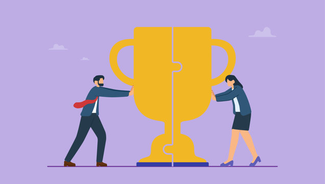Business people agreement or solution to win together. Win-win situation, solution for best result, teamwork to help success and achieve goal together concept.