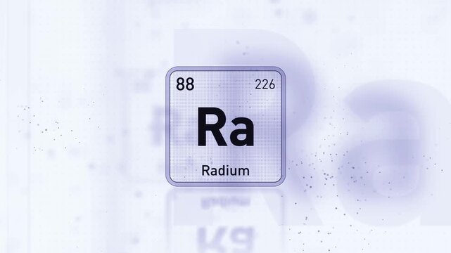 Periodic Table Element Ra Radium Animation. Modern And Minimal Design.