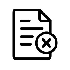 Fototapeta premium Rejected document icon with red cross mark on blank form or application concept
