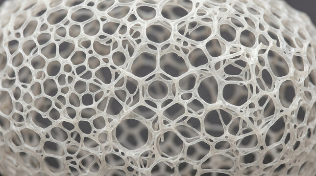 Macro of Glass Sponge Skeleton with Pearly Siliceous Spicule Network