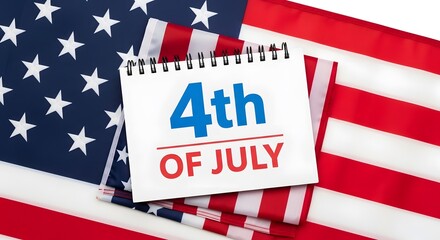 Fototapeta premium 4th of july independence day message on notepad with american flag background