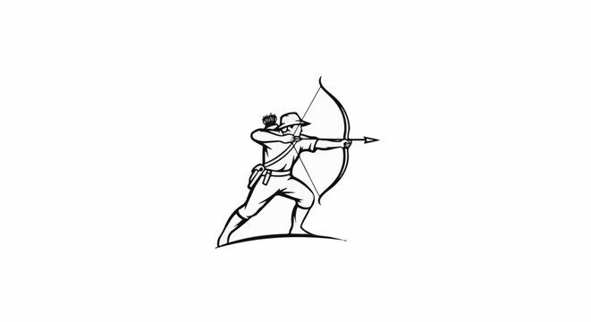 Stylized illustration of an archer in historical attire aiming a bow