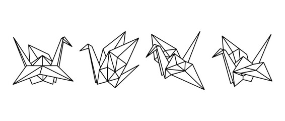 Fototapeta premium crane , Geometric Origami line art vector set
