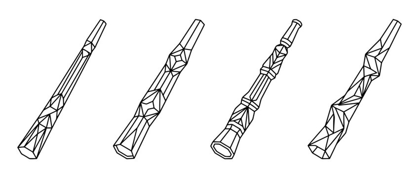 didgeridoo , Geometric Origami line art vector set