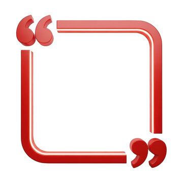 Red 3d quote frame with quotation marks isolated on transparent background