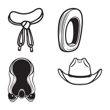 Western saddle and hat icons