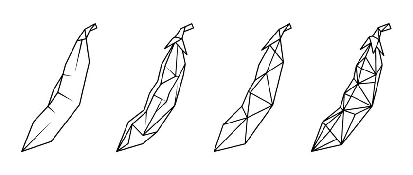 green bean , Geometric Origami line art vector set