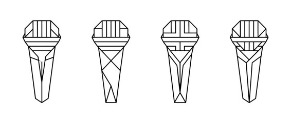 Fototapeta premium microphone , Geometric Origami line art vector set