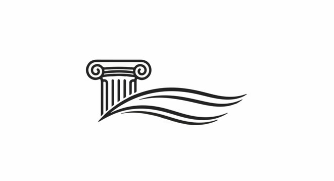 Stylized Ionic column with flowing lines, suggesting movement or a crest