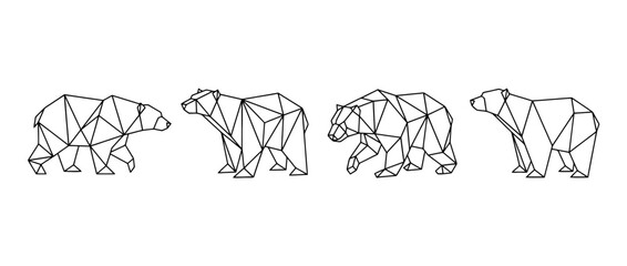 polar bear , Geometric Origami line art vector set