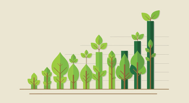 Growth Chart in Nature's Embrace: An artistic representation of a growth chart, where trees of increasing size symbolize growth and progress.