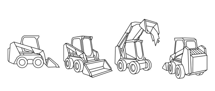 skid steer , Geometric Origami line art vector set