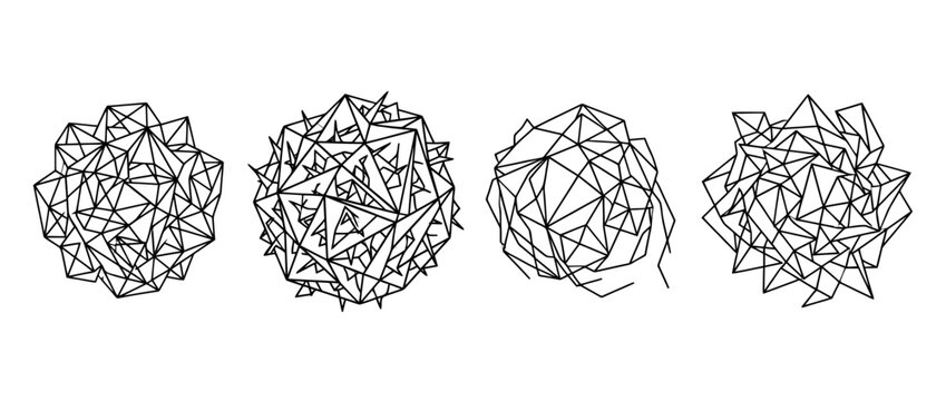 tumbleweed , Geometric Origami line art vector set