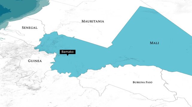 Map Highlighting Bamako City And National Borders Of Mali West Africa