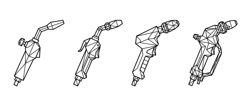 welding torch , Geometric Origami line art vector set