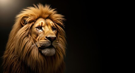 Fototapeta premium Majestic Lion Portrait with Dark Background