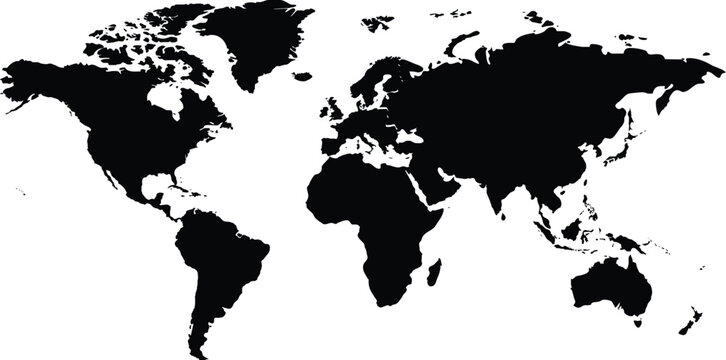 World Map solid black SVG - cricut cutting file -laser cut