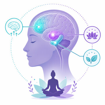 Mindfulness meditation brain regions neuroscience illustration