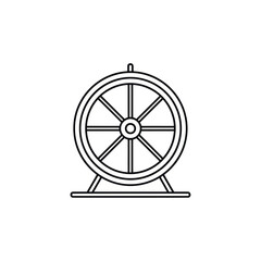 Simple outline icon of a hamster wheel on a white background © selang