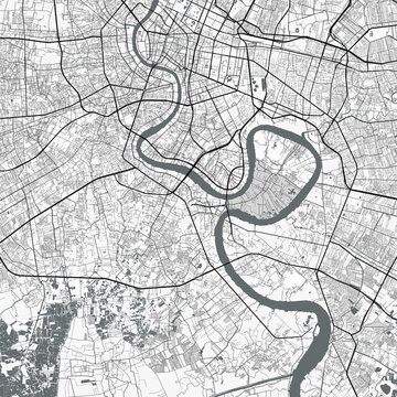Visually appealing minimalist city map of Bangkok, Thailand