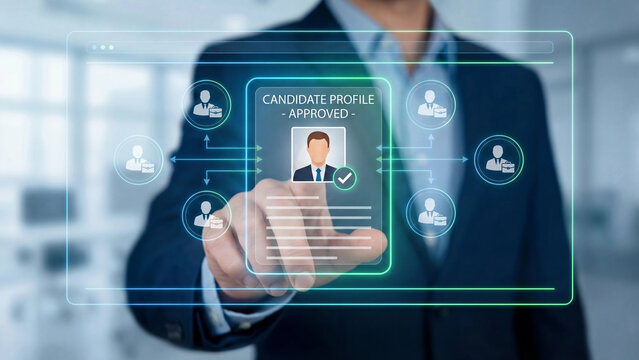 Digital candidate profile approval system for corporate recruitment screening and talent acquisition using futuristic human resource technology and applicant tracking platform