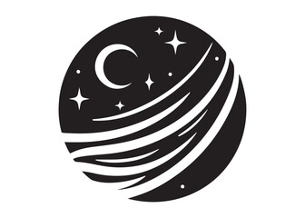 Obraz premium galaxy logo silhouette vector, sparkling galaxy logo silhouette vector illustration, celestial swirl logo silhouette, astronomical sparkle logo silhouette design on white background 