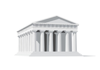 Fototapeta premium Ancient Greek temple with columns sits on a raised platform outdoors