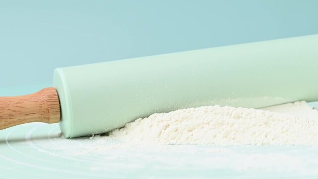 Video of flour and a rolling pin