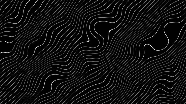 curved wavy lines tech futuristic motion background, dynamic abstract line waving loop line, abstract wave lines animation footage white background luxury video, on black background, 4k video