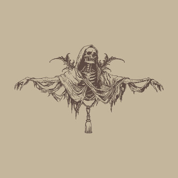 Floating Ghost Figure With Tattered Cloth And Dark Atmosphere