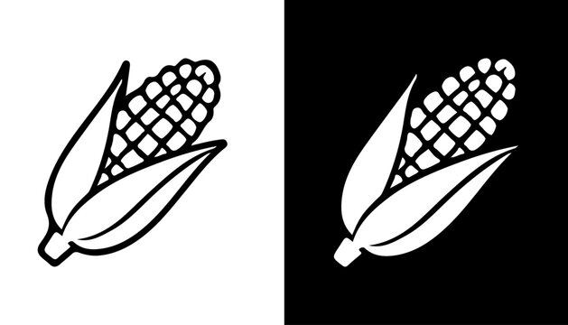 Corn Illustration: An artistic rendition of an ear of corn, with its husk partially peeled back to reveal the kernels, presented against a stark contrast background.