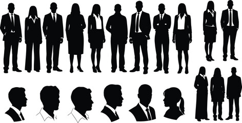 Business people silhouettes collection diverse men and women standing and profile portraits isolated set © SHOJEB
