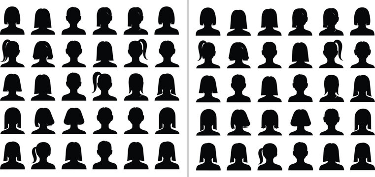 Diverse avatar silhouette icons collection male and female profile pictures grid set isolated