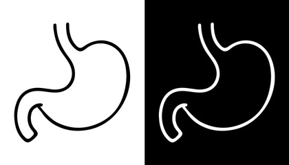 Fototapeta premium Human Stomach Digestive Organ Anatomy Line Icon Vector Set Black and White Icon