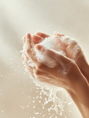Fototapeta premium Washing Hands with Soap Close Up Hygiene Concept