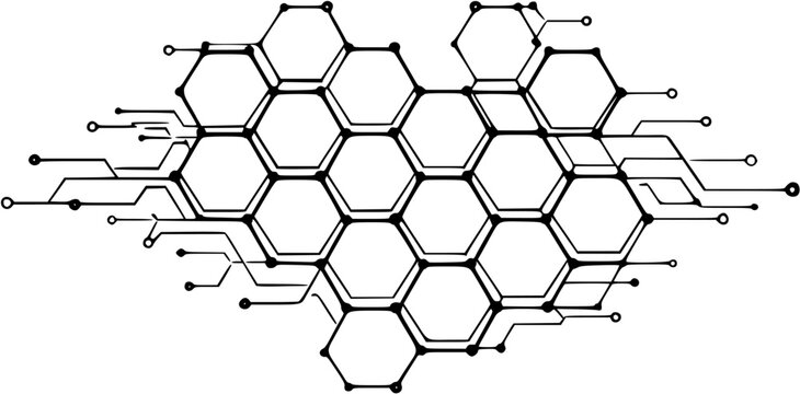 Hexagon pattern honeycomb structure black outline for technology and science background