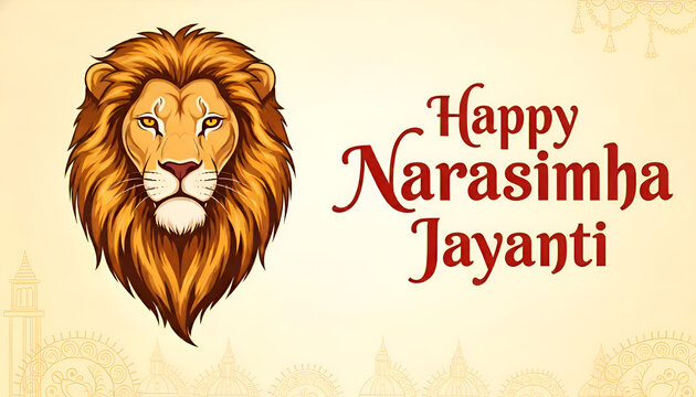 Narasimha Jayanti Lion Face Divine Festival Poster