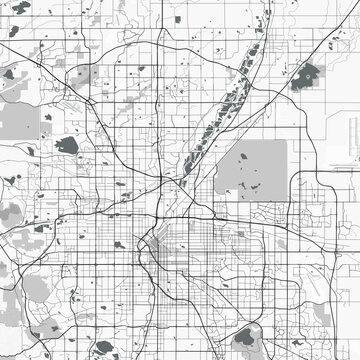 Visually appealing minimalist city map of Denver, United States