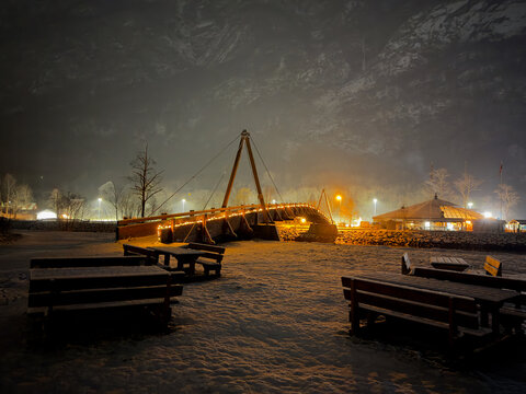 Dark winter night at Gudvangen Norway