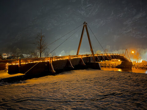 Dark winter night at Gudvangen Norway