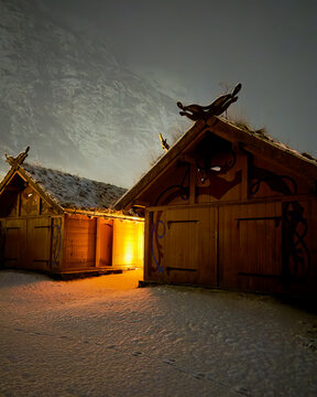 Dark winter night at Gudvangen Norway