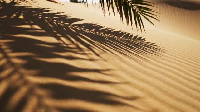Desert Sands Dune Shadows Palm Tree Fronds Travel Relaxation Nature
