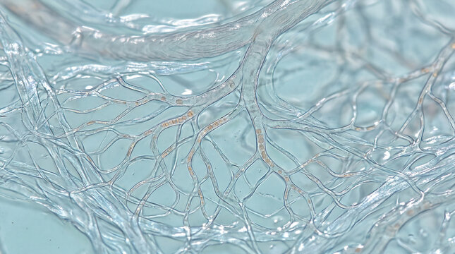 Ethereal aquatic veins weaving an intricate tapestry of existence in a gentle, luminescent glow